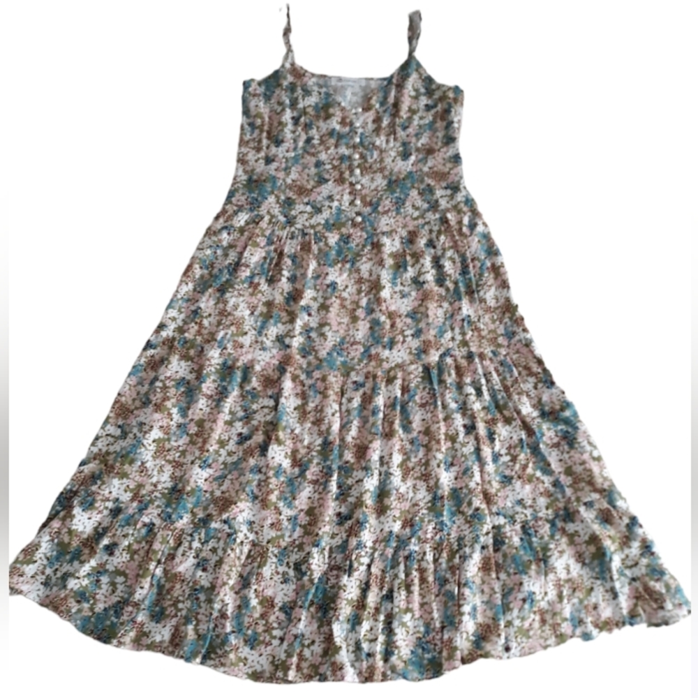 Cupshe Large Floral Pearl Button Spaghetti Strap Dress